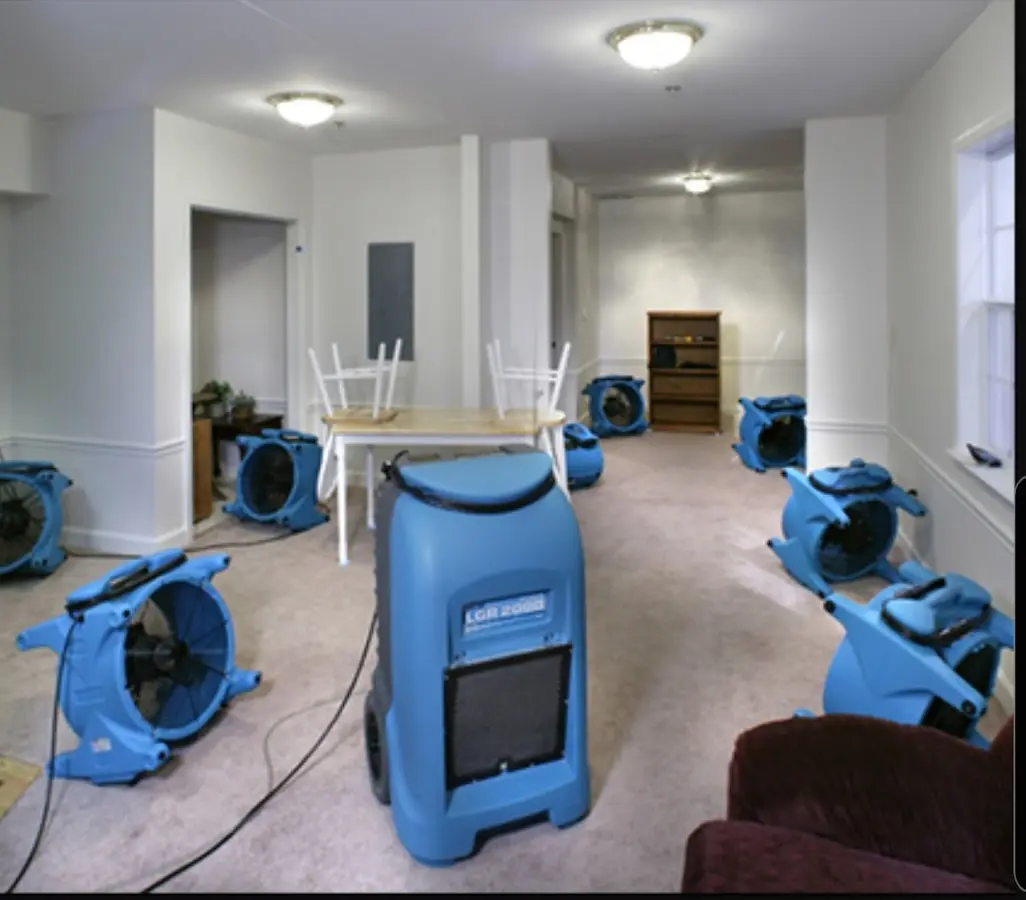 Air movers and dehumidifier setup for Water Extraction & Removal in Bigfork